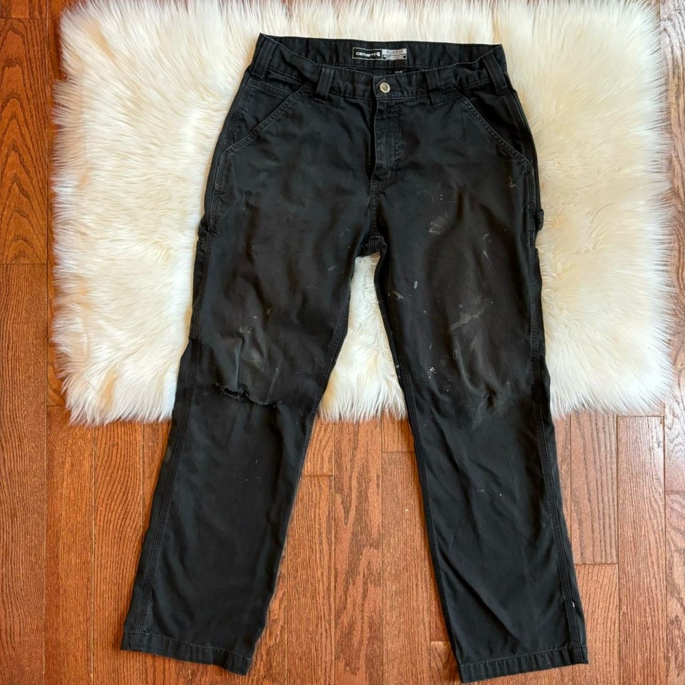 Carhartt relaxed fit distressed men’s carpenter style black pants size 32x30